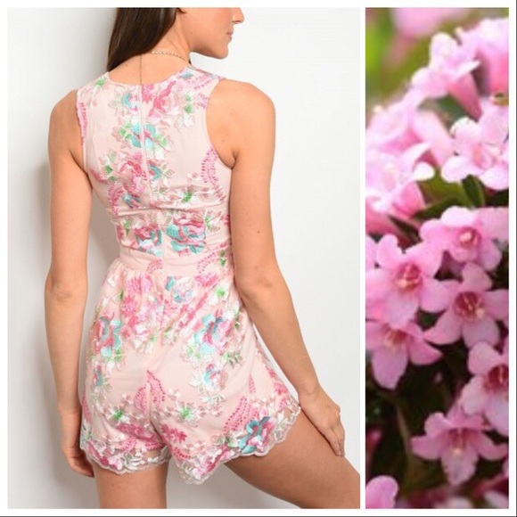 Pink and Floral Embroidery Romper - Picture 7 of 8